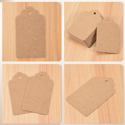 Paquete De 100 Tarjetas Rústicas De Papel Kraft Festoneado D