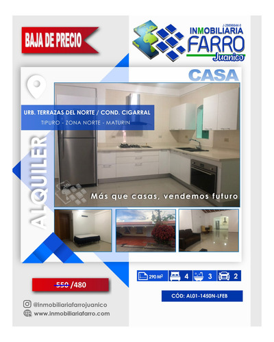 Imagen 1 de 11 de Se Alquila Casa Urb Terrazas Del Norte-cigarral Al01-1450zn-lfeb