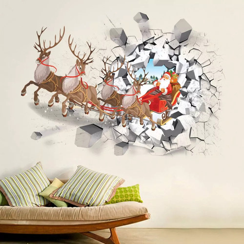 . Pegatinas De Pared De Navidad Creativo 3d Santa Claus