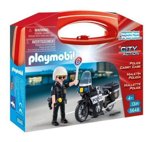 Imagen 1 de 6 de Playmobil City Action 5648 - Maletin Moto Policia - Intek 