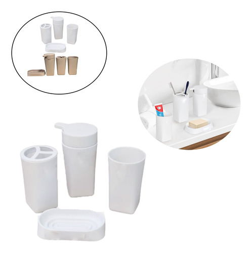 Set Baño 4 Pcs Accesorio Kit Dispenser Jabonera Vasos Pvc