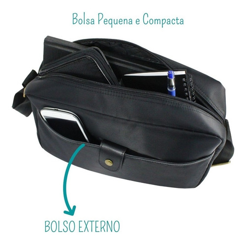 Imagem 3 de 6 de Bolsa Trabalho Transversal Masculina Pratica Pequena C Alça