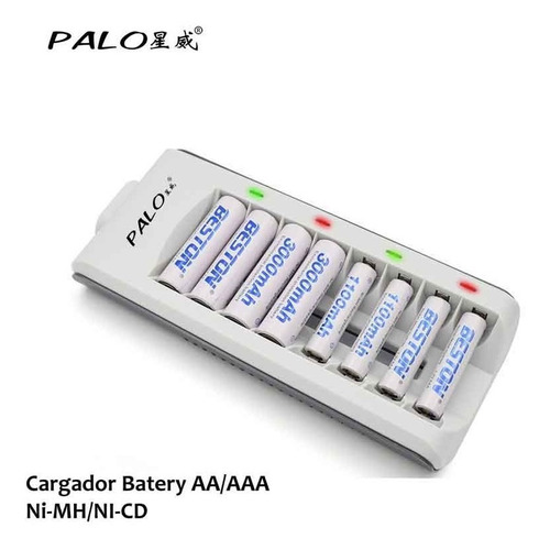 Cargador Pilas Bateria Para Aa/aaa Nicd Nimh 8 Celdas