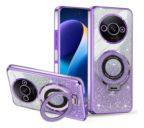 Funda Para Redmi A3 /a3x Case Brillo Brillante Niña Soporte Morado Para Redmi A3 /a3x