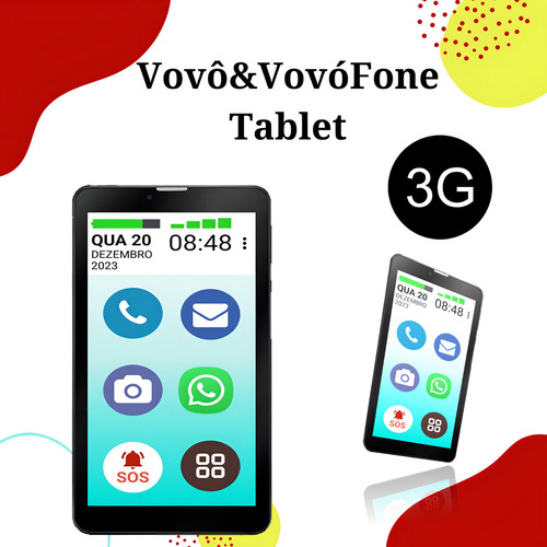 Tablet Vovófone 3g 32gb Dual Chip Faz E Recebe Ligação Zap Cor Preto