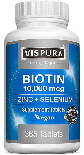 Biotina 10000 Mcg Vitamina B7 + Zinc Natural Vegano 365 Tab