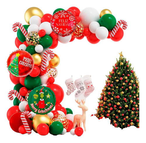 Kit Arco Decoración Globos Navidad Arbol Navidad Baston