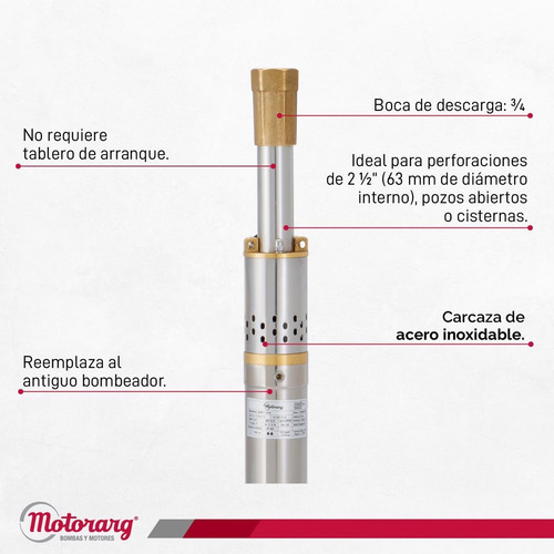 Imagen 5 de 12 de Bomba Sumergible Pozo Motorarg Bmt 200m Eleva 40mts Altura