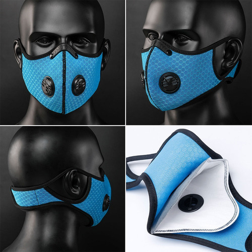 Imagen 2 de 3 de Cubrebocas Deportivo N95 Lavable Reusable 2 Válvulas Filtro