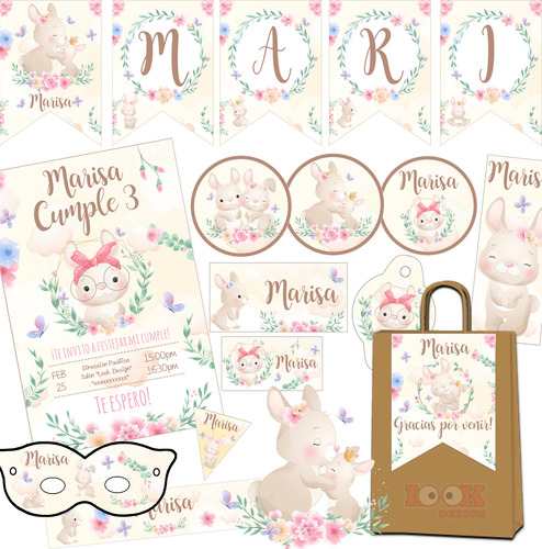 Kit Imprimible Candy Bar Conejita Conejo 100% Editable
