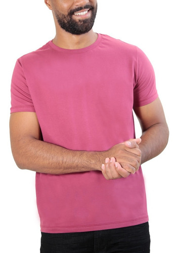 Imagem 5 de 6 de Camiseta Básica Gola Redonda Lisa Bordô
