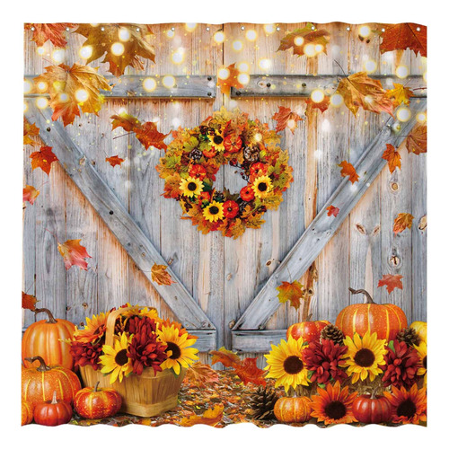 Funnytree Juego Cortina Ducha Rustica Otoño Gancho Puerta 72