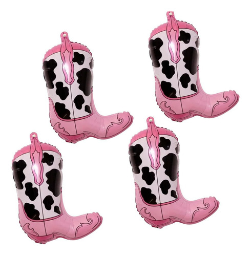 Pack 4 Globos Bota Vaquera Rosa 53 Cm Decoración Fiesta