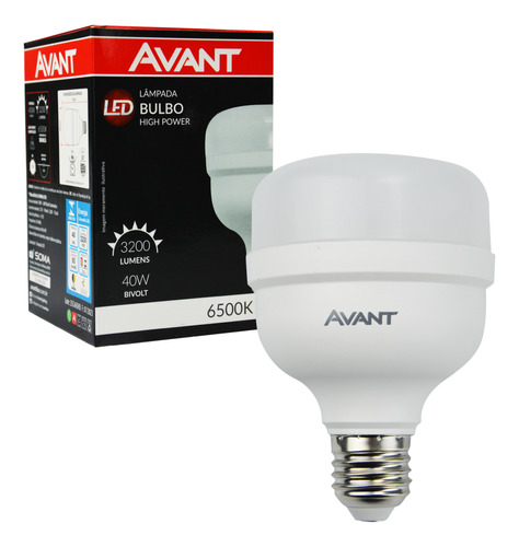 Lâmpada Bulbo Led 40w Luz Branco Frio E27 - High Power Avant