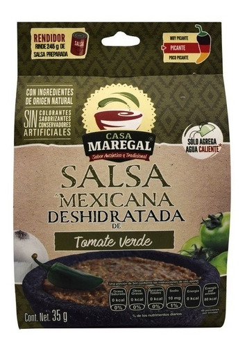 Imagen 1 de 3 de Salsa Deshidratada Mexicana Tomate Verde 35g Casa Maregal