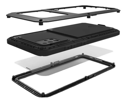 Funda Para Samsung A30s + Vidrio Uso Rudo Color Negro