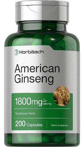 Ginseng Americano 1800 Mg Horbäach 200 Capsulas