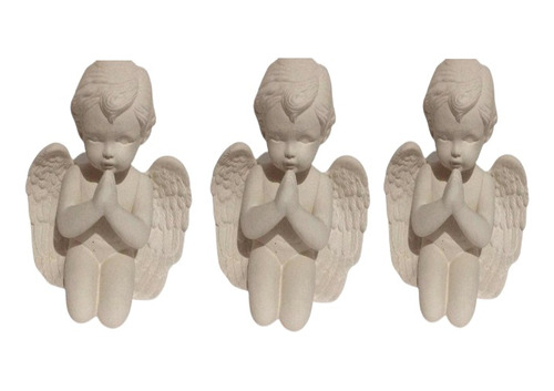 3 Angelitos Blancos Para Pintar De Ceramica, Rezando