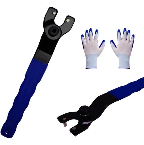 Llave Amoladora Angular Azul Ajustable Con Guantes, Herramie