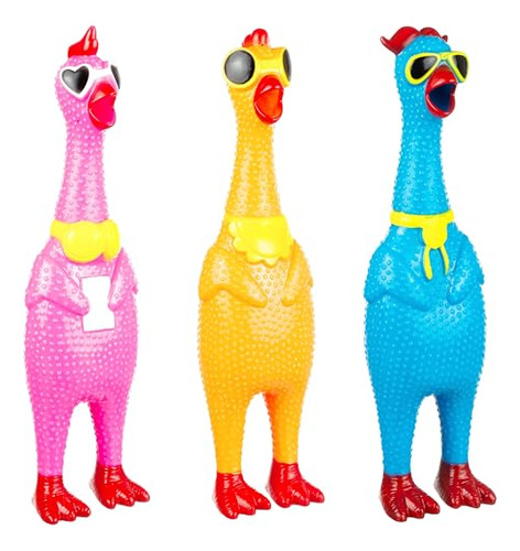 Jgo 3 Pollos Gritones Tontos Juguete Táctil De Pollo Chillón