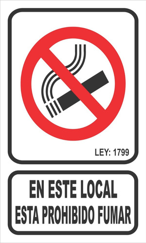 Cartel En Este Local Esta Prohibido Fumar 15x25 Cm 
