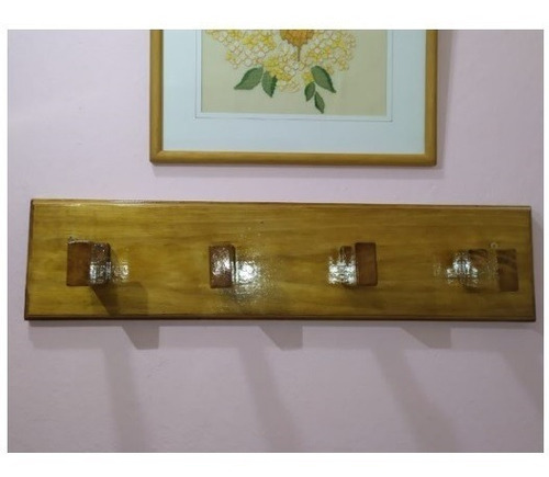 Perchero Pared Madera Rustico 4ganchos 60cm Moderno Roble Cl