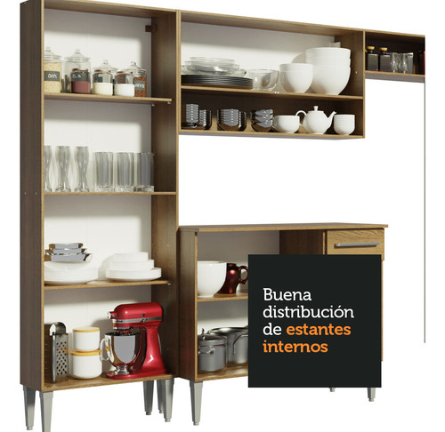Mueble De Cocina Emilly Top Madesa 229cm Marron Marrón