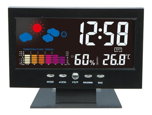 Reloj Despertador Lcd A Color Luz Temperatura Cj8082t