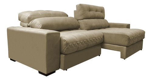 Sofá Retrátil e Reclinável com Molas Ensacadas Cama inBox Master 2,12m Tecido Suede Bege