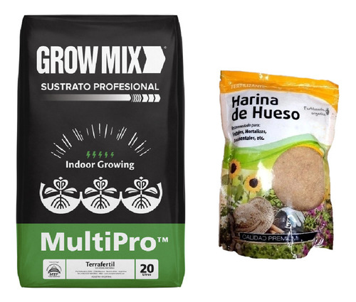 Sustrato Growmix Multipro 20lt Harina De Hueso Lj 500gr