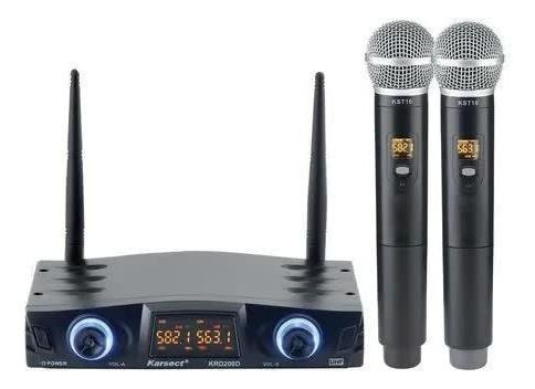Imagem 2 de 4 de Microfone Duplo Mão Sem Fio Uhf Karsect Krd 200 Dm