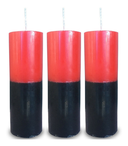 Kit 3 Velas Votivas 7 Sete Dias Colorida Vermelho E Preto