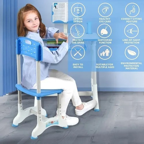 Imagen 2 de 6 de Juego De Escritorio+silla Para Niños, Lámpara Mesa De Tareas