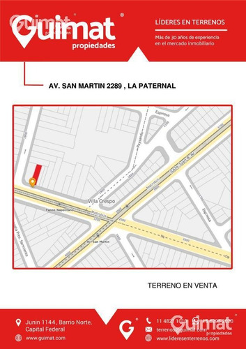 Imagen 2 de 12 de Terreno - Paternal - Lideres En Terrenos - Guimat Propiedades