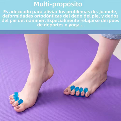 4 Pares Separador Dedos Silicona Corrector Juanetes Color Azul