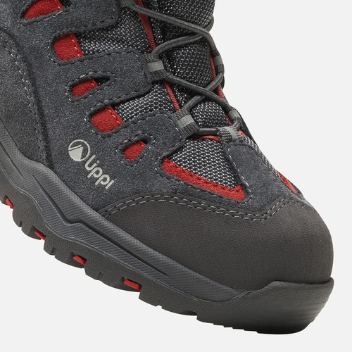 Botín Niño Puelo Cs Hi Velcro Gris Medio/rojo Lippi I25
