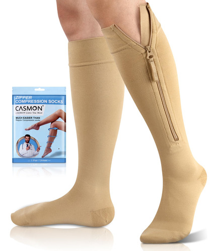 Casmon Calcetines De Compresion Con Cremallera De 15-20 Mmhg