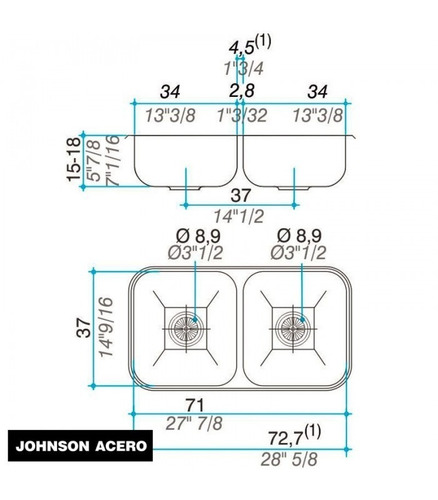Combo Bacha Johnson C37 + Griferia Peirano Cuina