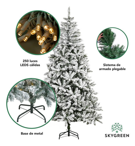 Árbol De Navidad Artificial 1.80 M + 250 Serie Luces Led 25m