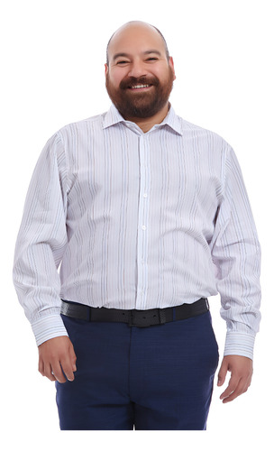 Camisa Vestir Tallas Extra, En Tejido A Rayas Multicolor.