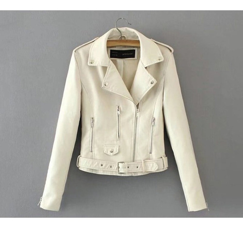 Chaqueta De Cuero Elegante Femenina