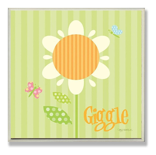 Placa De Pared Infantil Rayas Girasol, 12x12, Ee.uu.