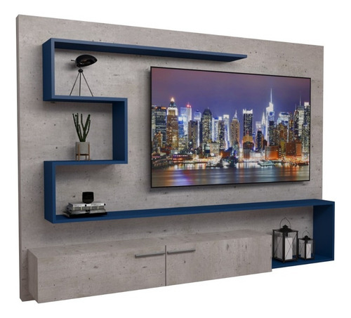 Panel Para Lcd/led Rack Mueble Living Texturado Touch H/55 Color Gris