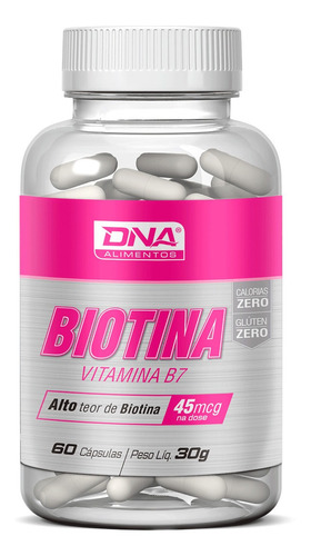 Biotina 5mg Crescer Cabelo + Pele Hidratada 60 Caps - Dna