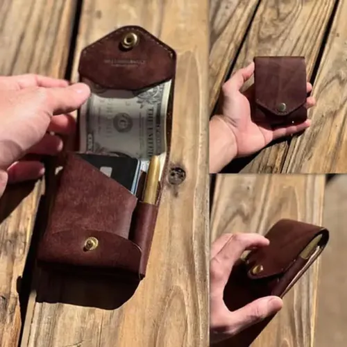 Multifunctional Compact Wallet, Handmade Leather &zz01