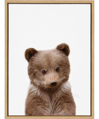 Kate Y Laurel Sylvie Baby Bear Animal Print Portrait Framed 