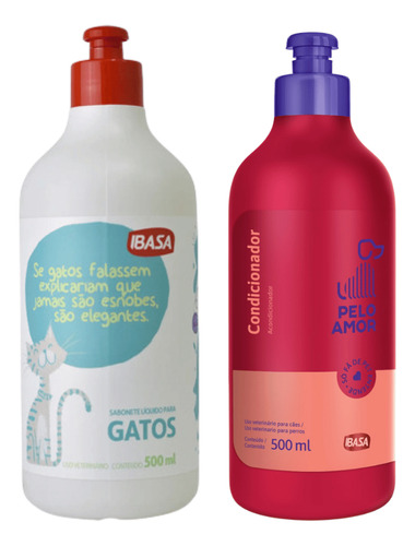 Shampoo E Condicionador Para Gatos Felinos Ibasa 500ml Cada