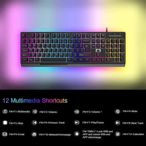 Imagen 6 de 8 de Teclado Semi-mecanico Gamer Ajazz Stk090 Negro Con Luz Rgb
