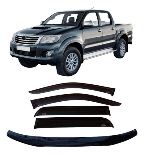 Deflector Capot + Ventanillas Adhesivo X4 Hilux 2013 Al 2015