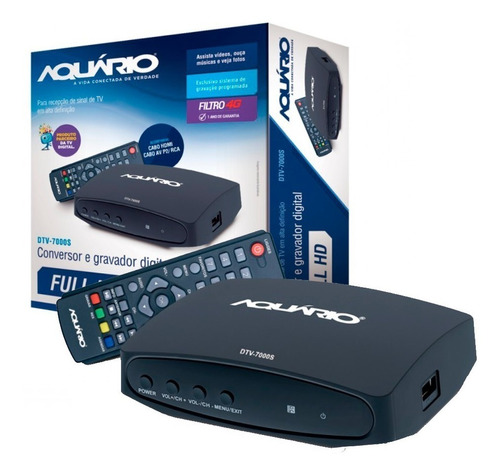 Conversor Digital Aquário Dtv-7000 Função Gravador Hdmi Rca